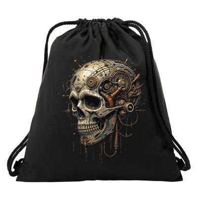 Steampunk Skull Mechanics Gear Victorian-era Sci-fi Vintage Drawstring Bag
