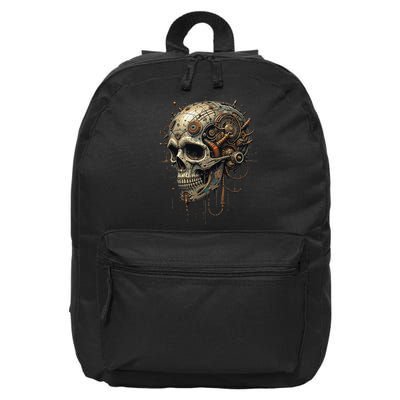 Steampunk Skull Mechanics Gear Victorian-era Sci-fi Vintage 16 in Basic Backpack