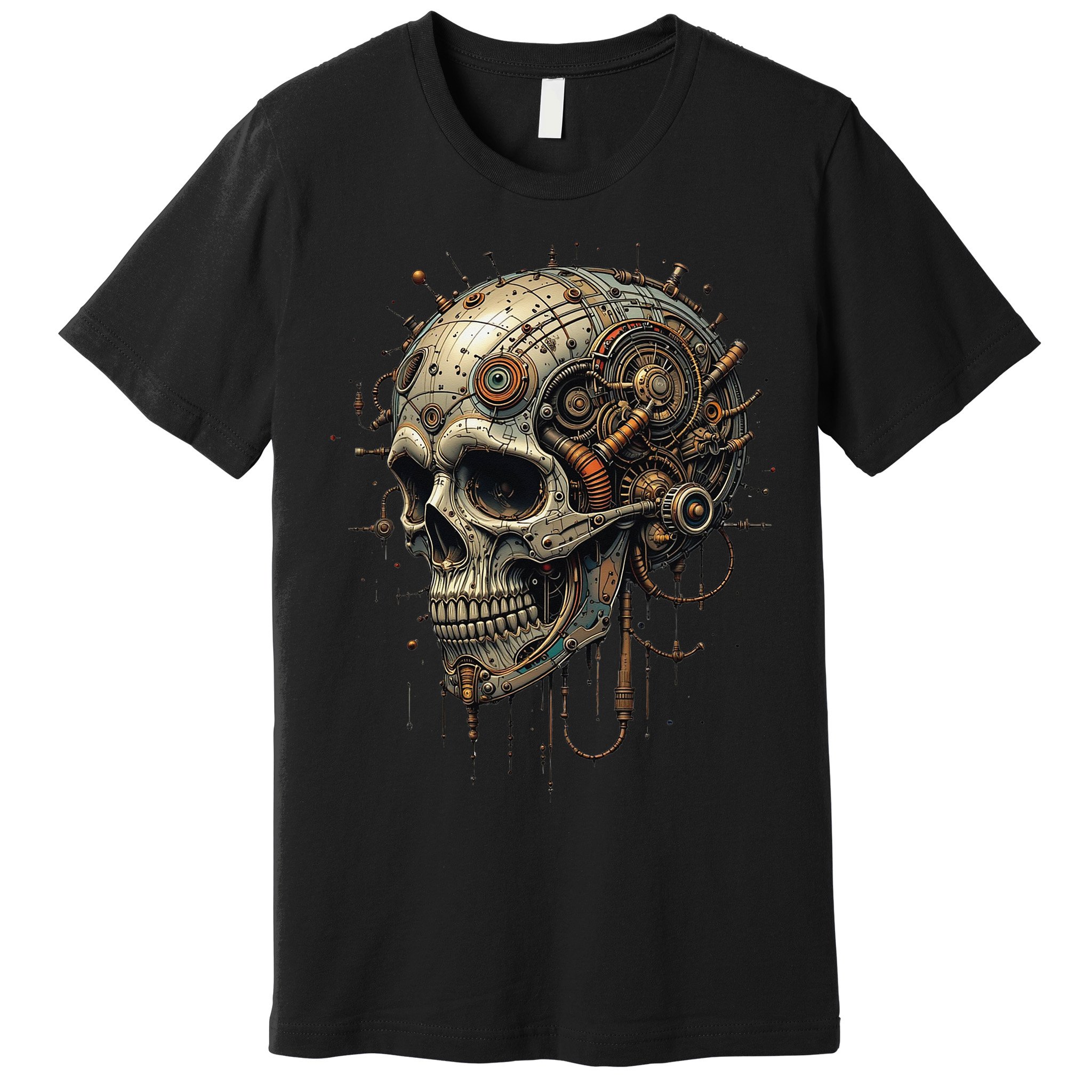 Steampunk Skull Mechanics Gear Victorian-era Sci-fi Vintage Premium T-Shirt