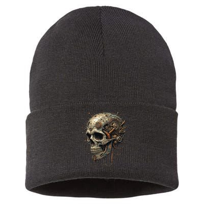 Steampunk Skull Mechanics Gear Victorian-era Sci-fi Vintage Sustainable Knit Beanie