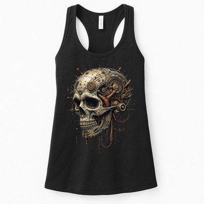 Steampunk Skull Mechanics Gear Victorian-era Sci-fi Vintage Womens Tank Top