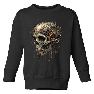 Steampunk Skull Mechanics Gear Victorian-era Sci-fi Vintage Toddler Sweatshirt