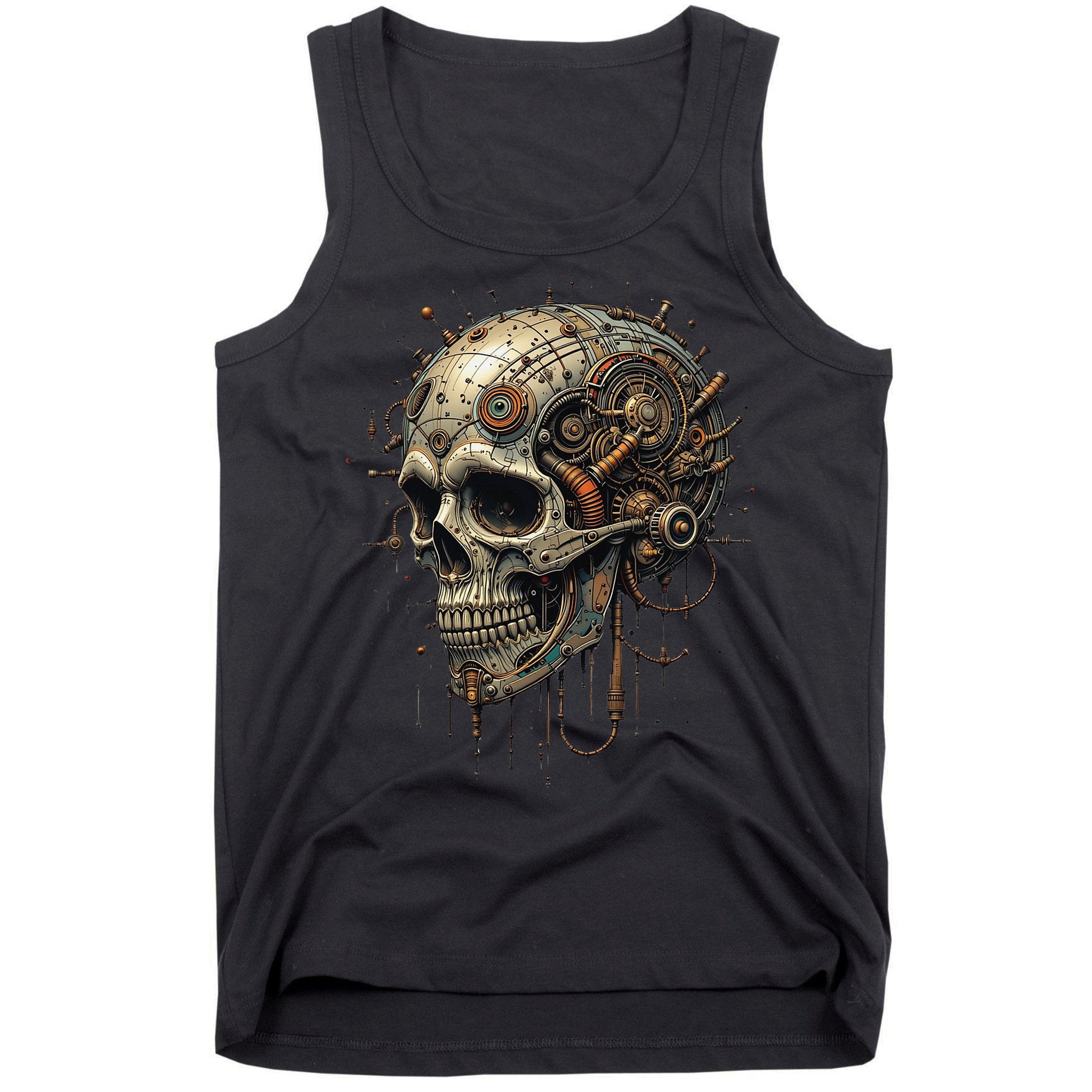 Steampunk Skull Mechanics Gear Victorian-era Sci-fi Vintage Tank Top