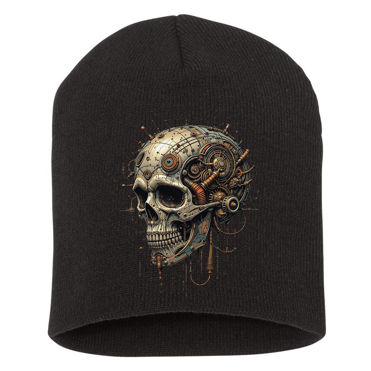 Steampunk Skull Mechanics Gear Victorian-era Sci-fi Vintage Short Acrylic Beanie
