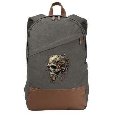 Steampunk Skull Mechanics Gear Victorian-era Sci-fi Vintage Cotton Canvas Backpack