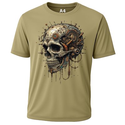 Steampunk Skull Mechanics Gear Victorian-era Sci-fi Vintage Cooling Performance Crew T-Shirt