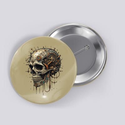 Steampunk Skull Mechanics Gear Victorian-era Sci-fi Vintage Button