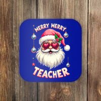 Santa Sunglasses Merry Merry Christmas Teacher Xmas Party Gift Coaster