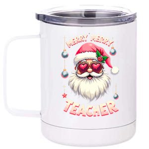 Santa Sunglasses Merry Merry Christmas Teacher Xmas Party Gift 12 oz Stainless Steel Tumbler Cup