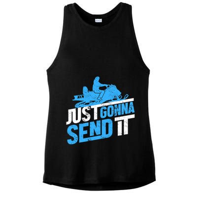 Snowmobiling Snow Machine Snowmobile - Just Gonna Send It Ladies PosiCharge Tri-Blend Wicking Tank