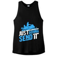 Snowmobiling Snow Machine Snowmobile - Just Gonna Send It Ladies PosiCharge Tri-Blend Wicking Tank