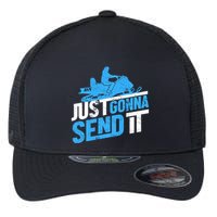 Snowmobiling Snow Machine Snowmobile - Just Gonna Send It Flexfit Unipanel Trucker Cap