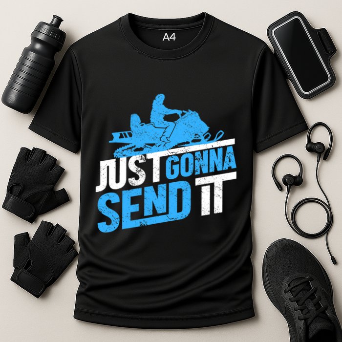 Snowmobiling Snow Machine Snowmobile - Just Gonna Send It Performance Shirt