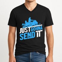Snowmobiling Snow Machine Snowmobile - Just Gonna Send It V-Neck T-Shirt