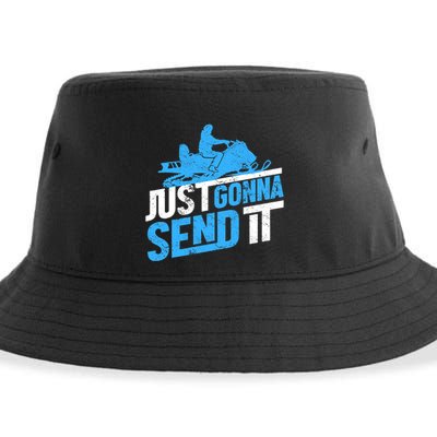 Snowmobiling Snow Machine Snowmobile - Just Gonna Send It Sustainable Bucket Hat