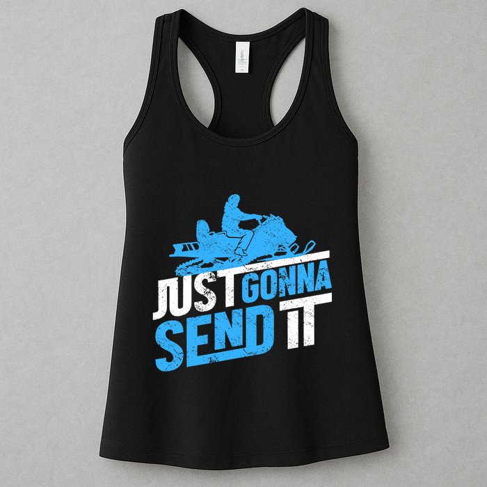 Snowmobiling Snow Machine Snowmobile - Just Gonna Send It Womens Tank Top
