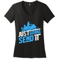 Snowmobiling Snow Machine Snowmobile - Just Gonna Send It Women's V-Neck T-Shirt