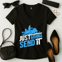 Snowmobiling Snow Machine Snowmobile - Just Gonna Send It Women's V-Neck T-Shirt