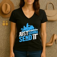 Snowmobiling Snow Machine Snowmobile - Just Gonna Send It Women's V-Neck T-Shirt