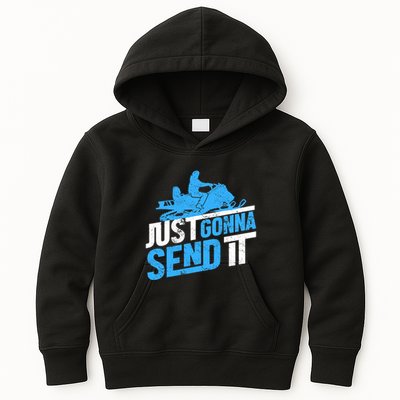 Snowmobiling Snow Machine Snowmobile - Just Gonna Send It Kids Hoodie