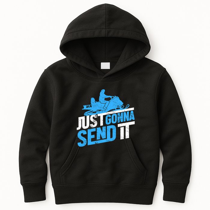 Snowmobiling Snow Machine Snowmobile - Just Gonna Send It Kids Hoodie
