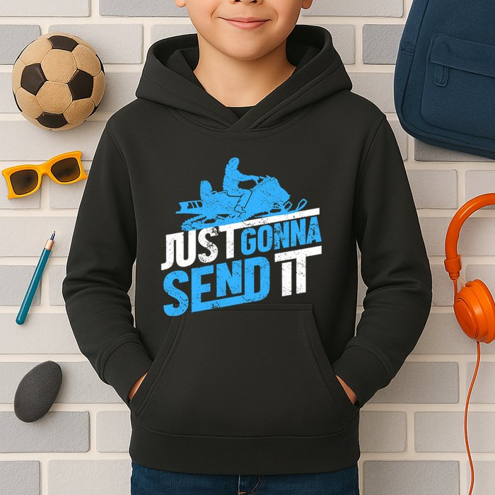 Snowmobiling Snow Machine Snowmobile - Just Gonna Send It Kids Hoodie