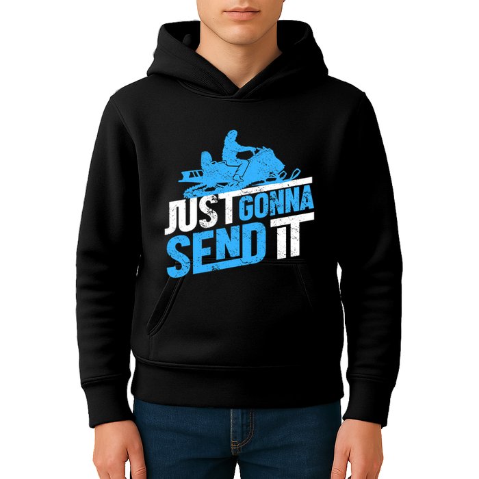 Snowmobiling Snow Machine Snowmobile - Just Gonna Send It Kids Hoodie