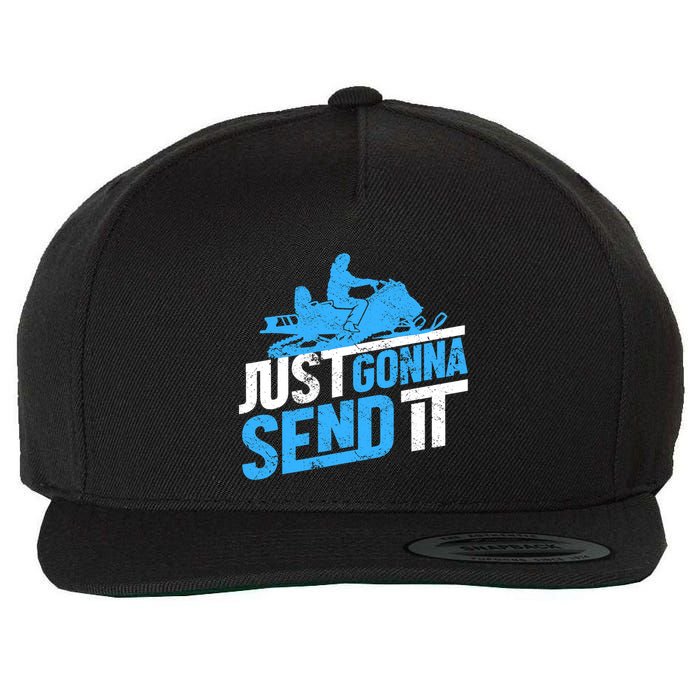 Snowmobiling Snow Machine Snowmobile - Just Gonna Send It Wool Snapback Cap
