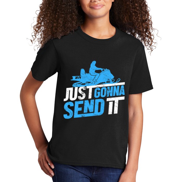 Snowmobiling Snow Machine Snowmobile - Just Gonna Send It Kids T-Shirt
