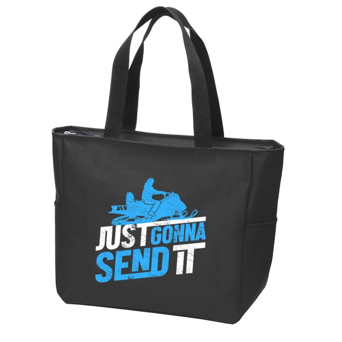 Snowmobiling Snow Machine Snowmobile - Just Gonna Send It Zip Tote Bag