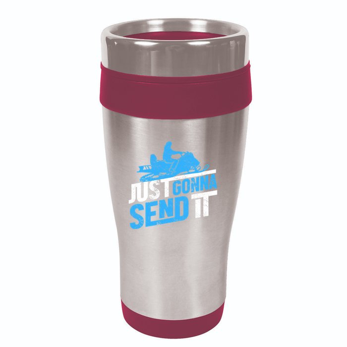 Snowmobiling Snow Machine Snowmobile - Just Gonna Send It 16oz Travel Tumbler