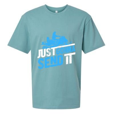 Snowmobiling Snow Machine Snowmobile - Just Gonna Send It Sueded Cloud Jersey T-Shirt