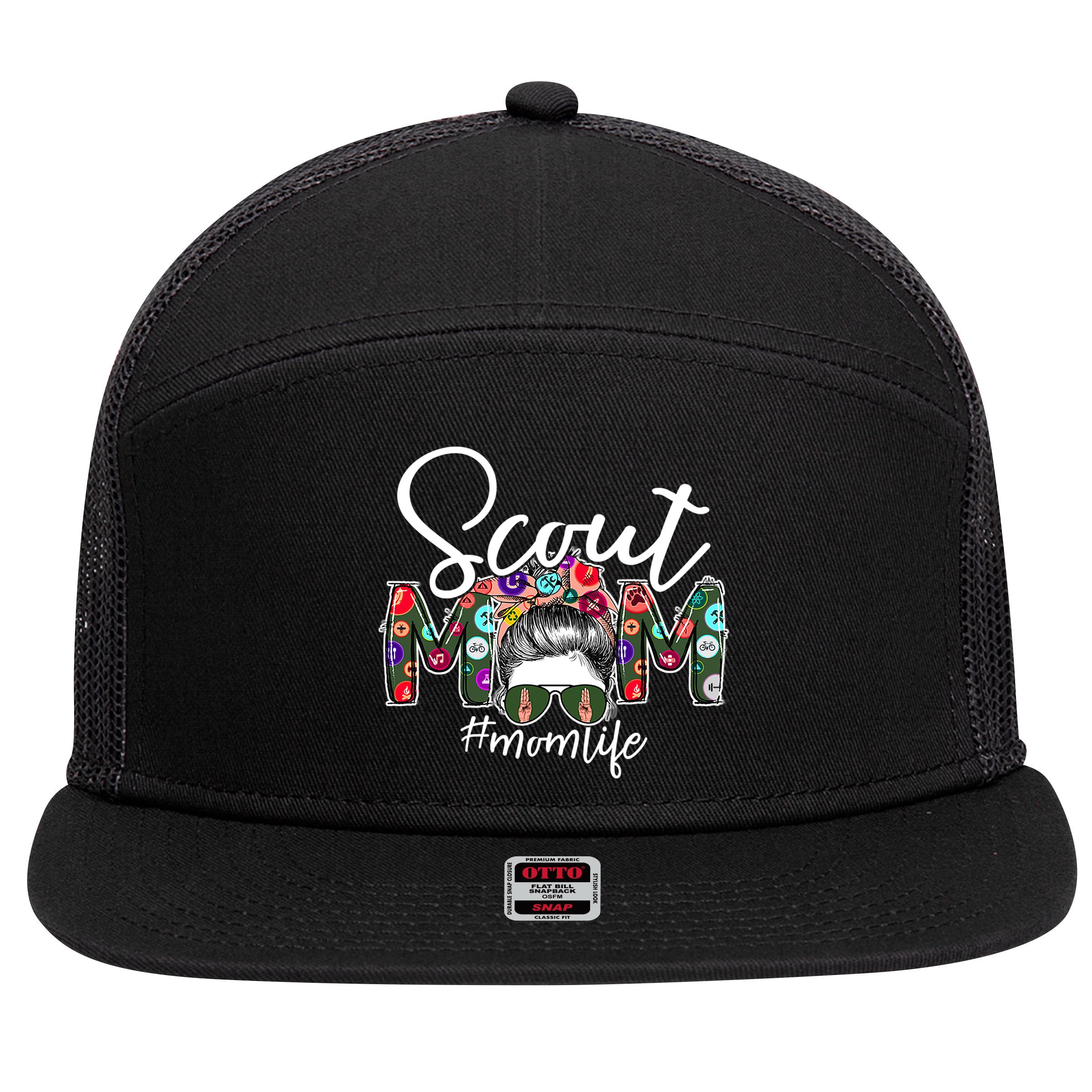 Scouting Scout Mom Life Messy Bun Hair 7 Panel Mesh Trucker Snapback Hat