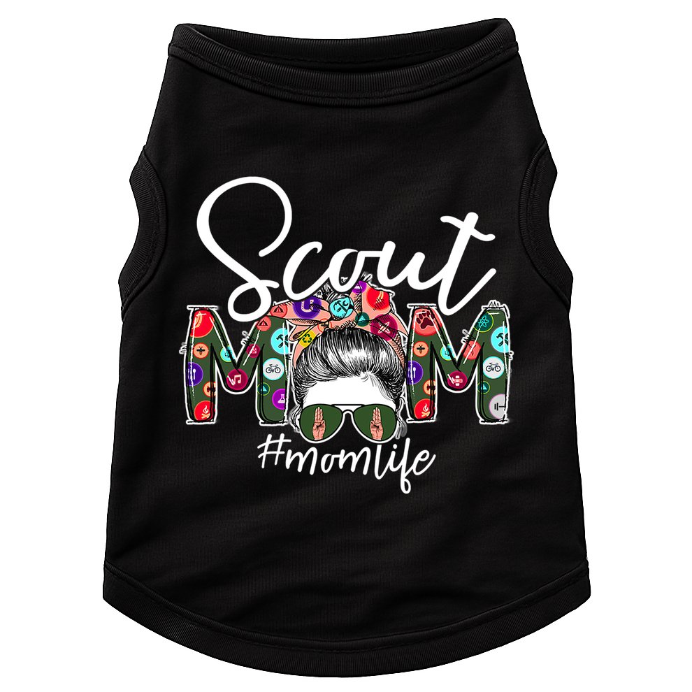 Scouting Scout Mom Life Messy Bun Hair Doggie Tank