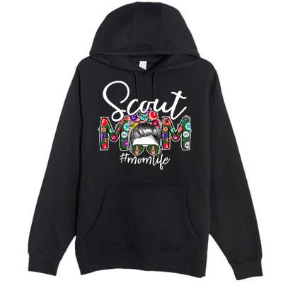 Scouting Scout Mom Life Messy Bun Hair Premium Pullover Hoodie