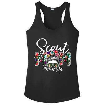 Scouting Scout Mom Life Messy Bun Hair Ladies PosiCharge Competitor Racerback Tank