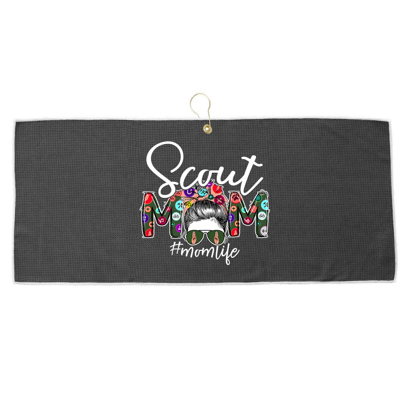 Scouting Scout Mom Life Messy Bun Hair Large Microfiber Waffle Golf Towel