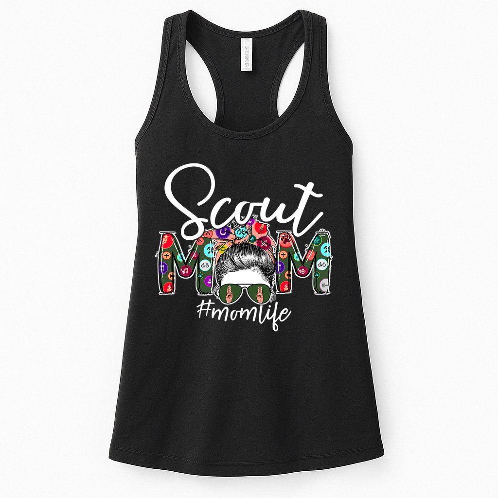 Scouting Scout Mom Life Messy Bun Hair Womens Tank Top