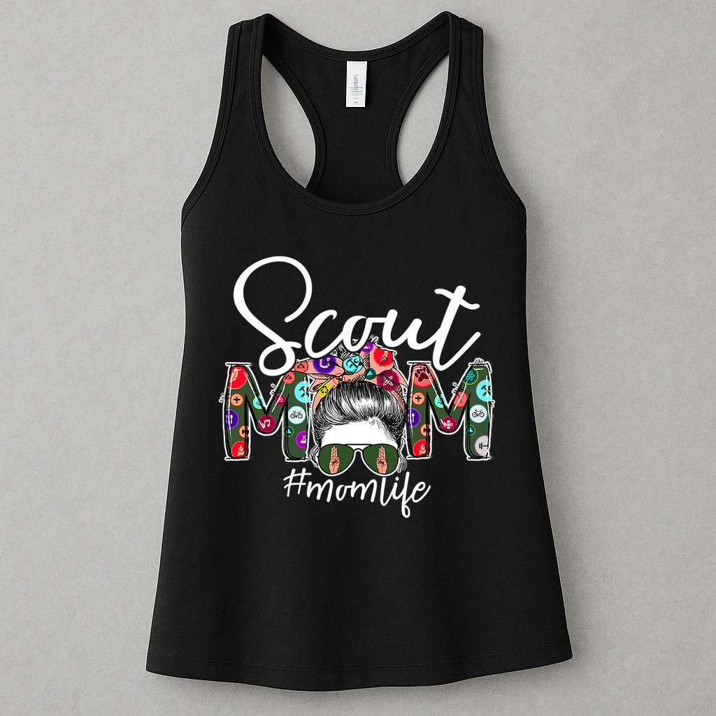 Scouting Scout Mom Life Messy Bun Hair Womens Tank Top