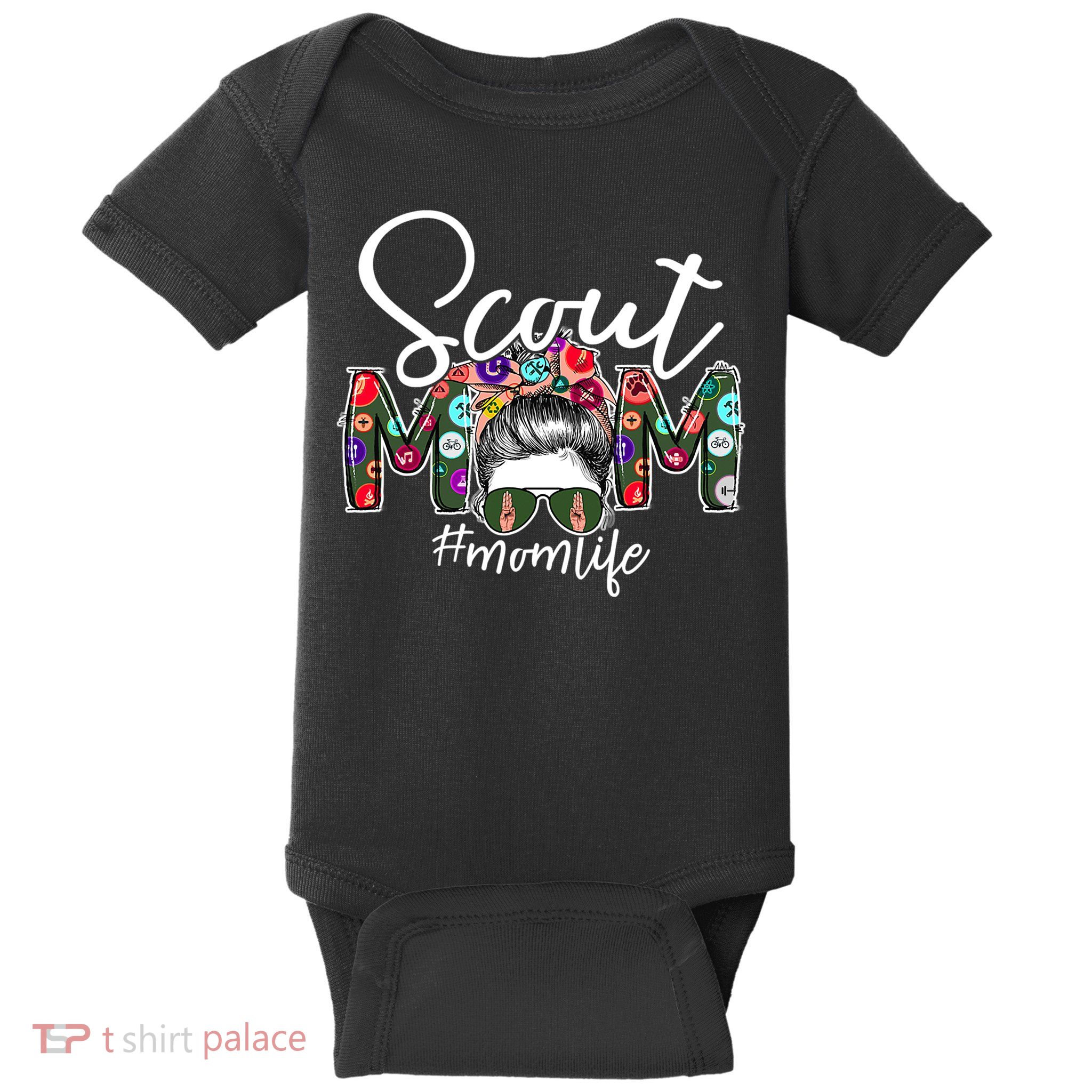 Scouting Scout Mom Life Messy Bun Hair Baby Bodysuit