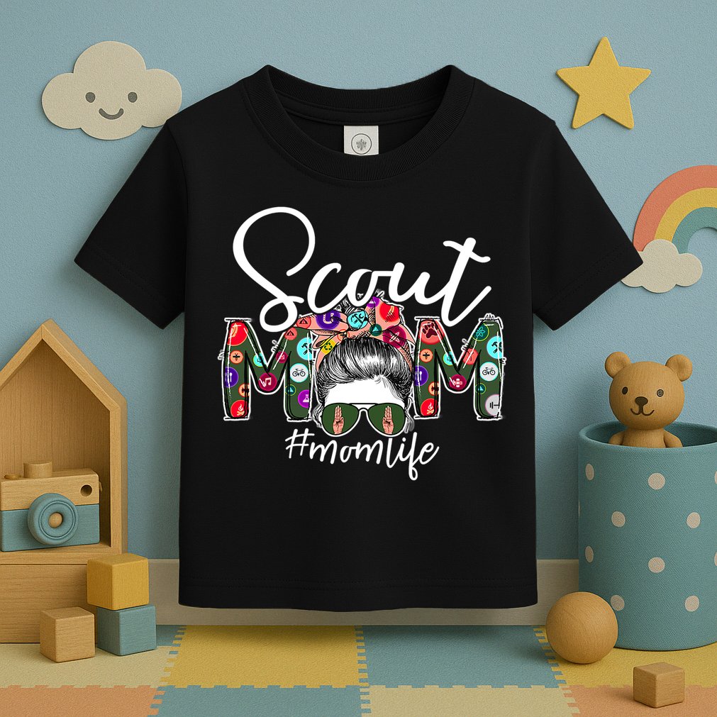 Scouting Scout Mom Life Messy Bun Hair Toddler T-Shirt