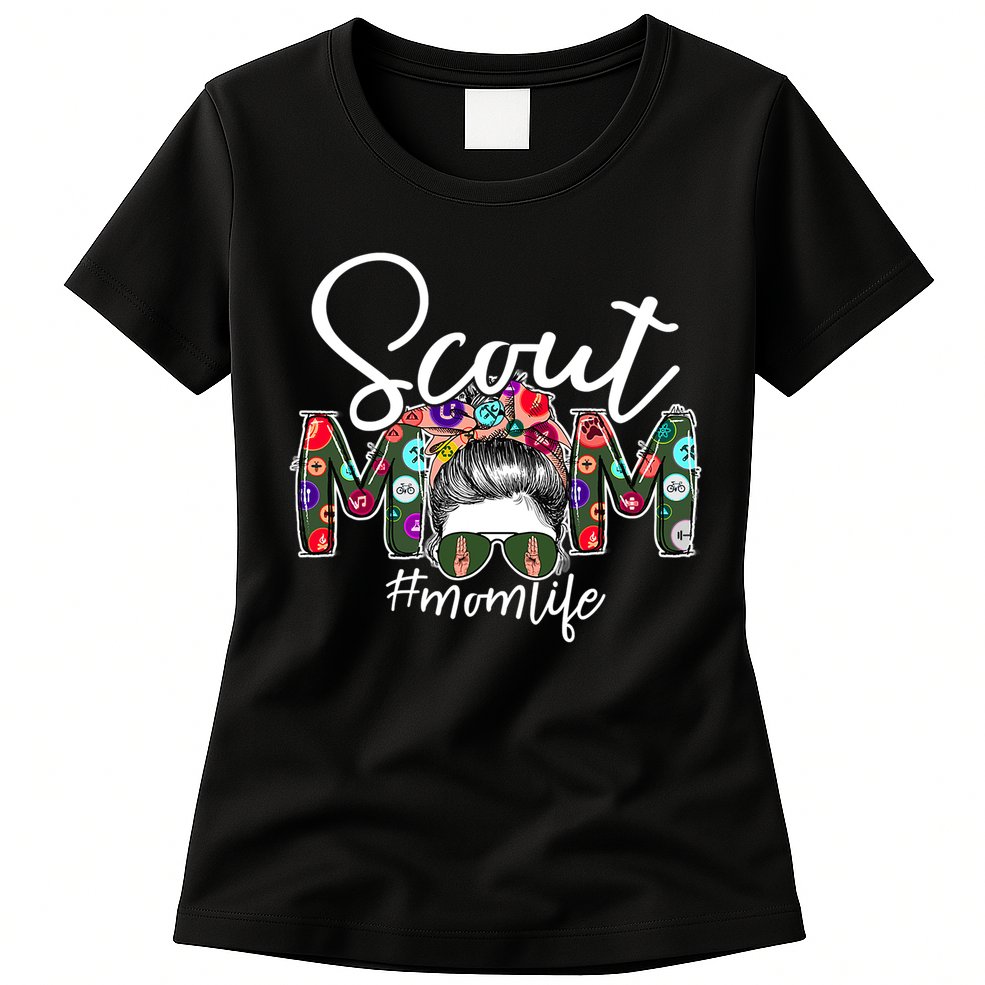 Scouting Scout Mom Life Messy Bun Hair Womens T-Shirt