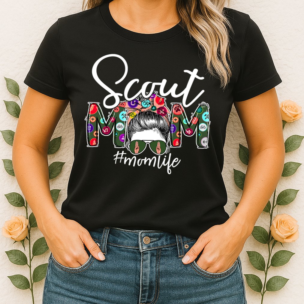 Scouting Scout Mom Life Messy Bun Hair Womens T-Shirt