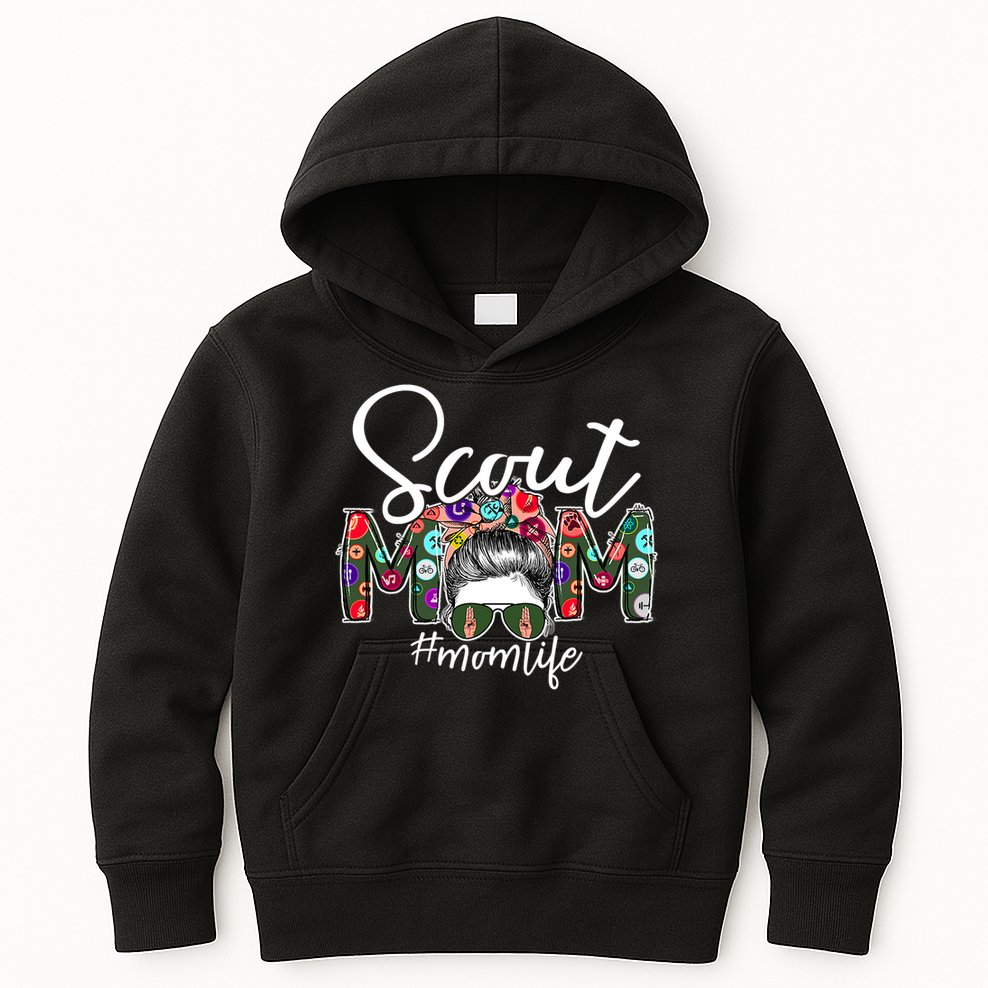 Scouting Scout Mom Life Messy Bun Hair Kids Hoodie