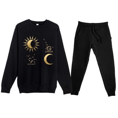 Sagittarius Suncancer Moon Zodiac Gift Premium Crewneck Sweatsuit Set