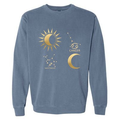 Sagittarius Suncancer Moon Zodiac Gift Garment-Dyed Sweatshirt