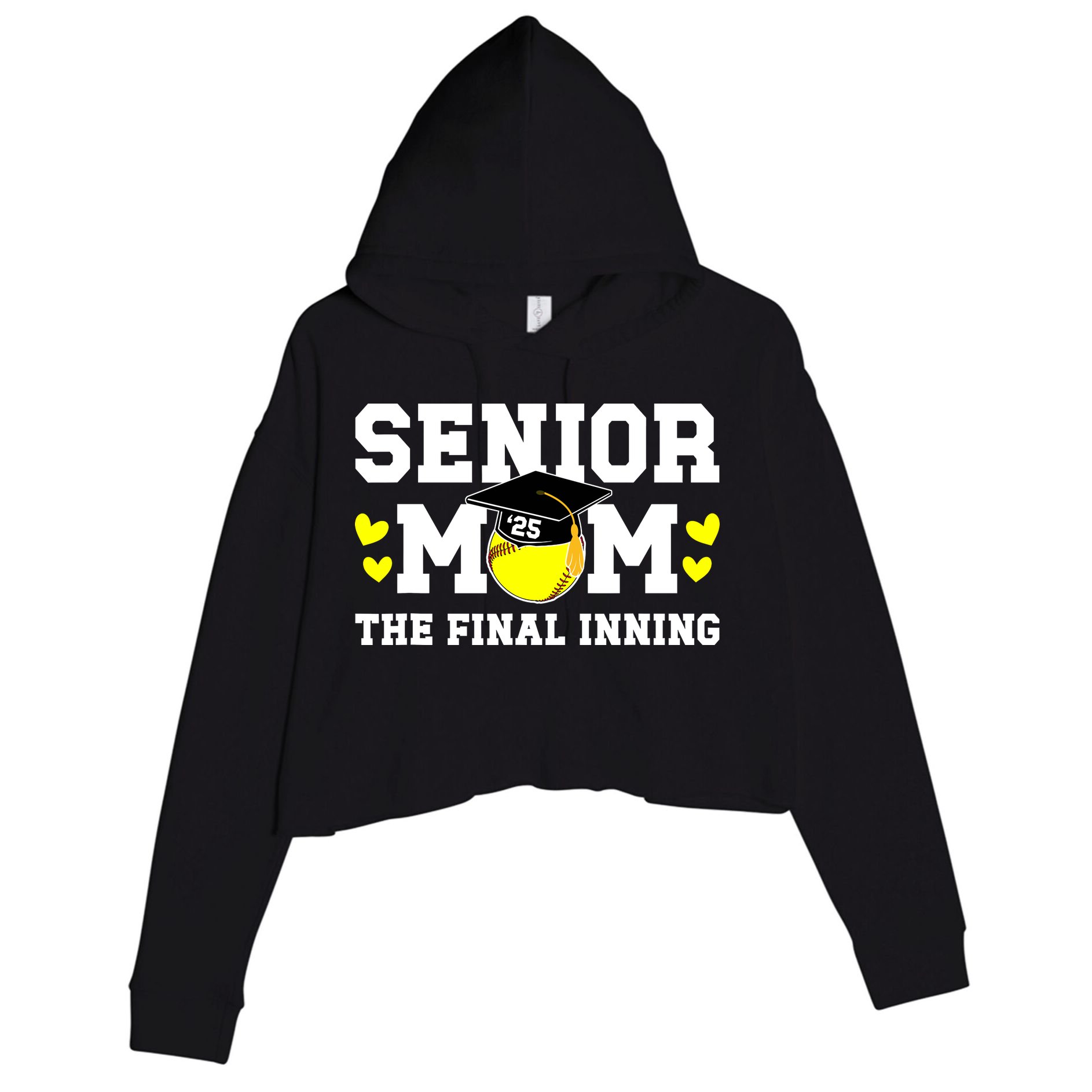 Softball Senior Mom 2025 Crop Fleece Hoodie