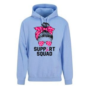 Support Squad Messy Bun Pink Warrior Breast Cancer Awareness Unisex Surf Hoodie