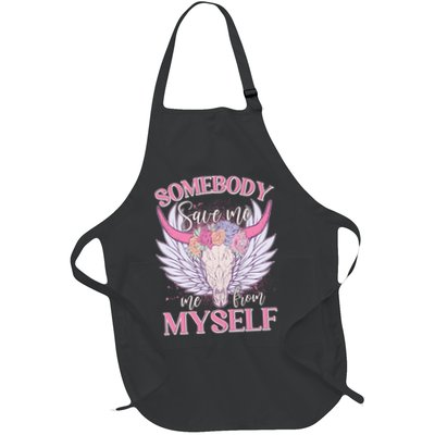 Somebody Save Me Me From Myself Vintage Boho Cow Skull Apron