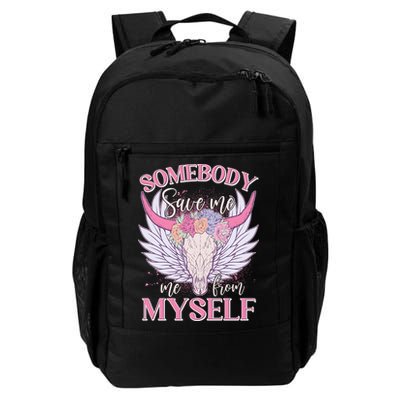 Somebody Save Me Me From Myself Vintage Boho Cow Skull Backpack